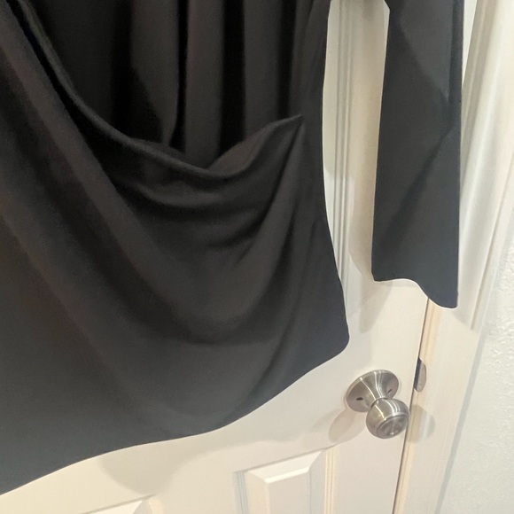 Talbots black long sleeve v neck blouse with a beautiful drape- new with tags! - Picture 2 of 5